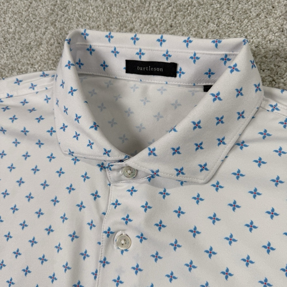 Turtleson Polo Shirt Men XL Geometric Pattern Golf Performance Stretch